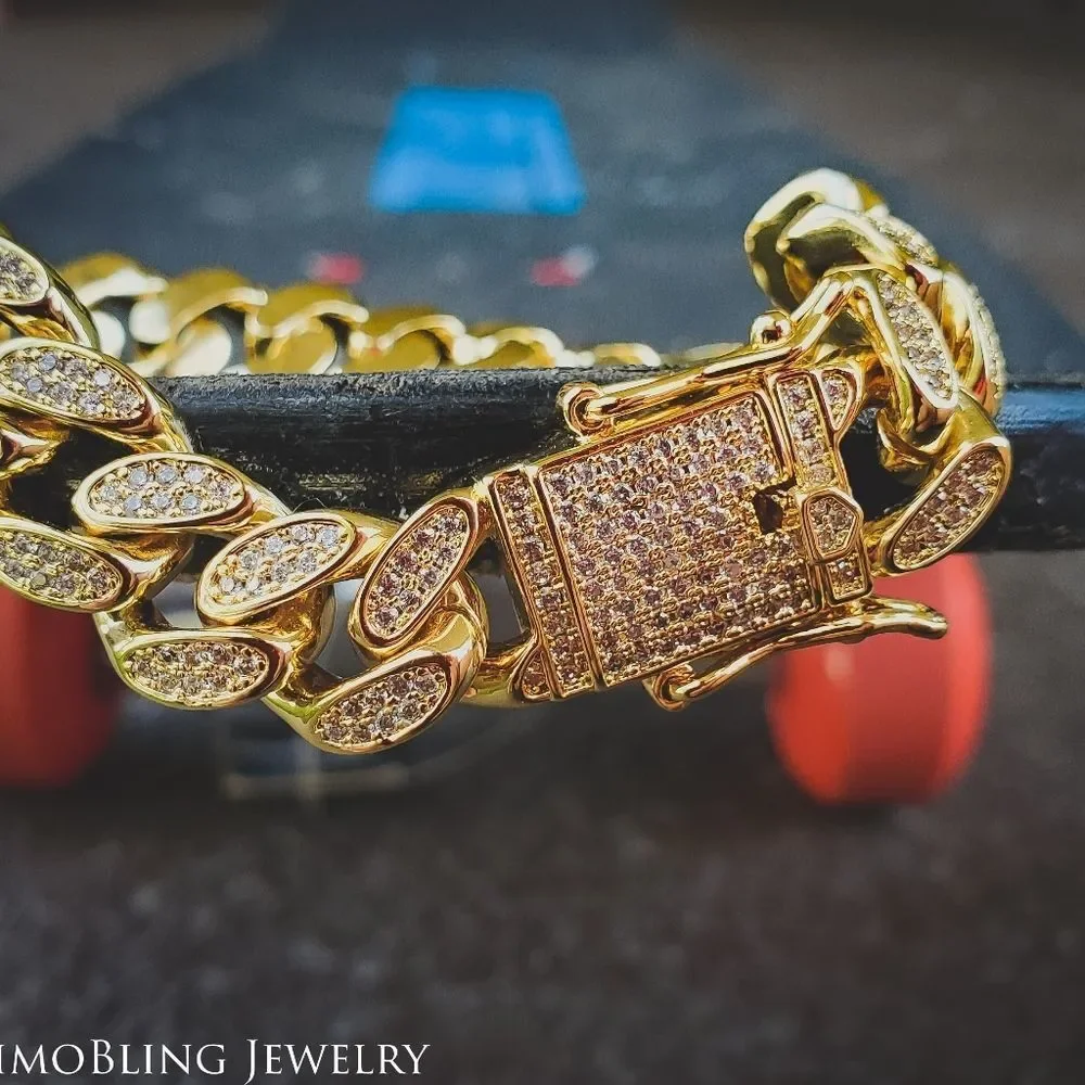 Gold Iced Out Cuban Link Bracelet